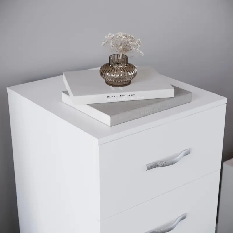5 Drawer Narrow Chest Tall Bedroom Storage Unit Sliding Drawers Bedroom Furniture (White) 5