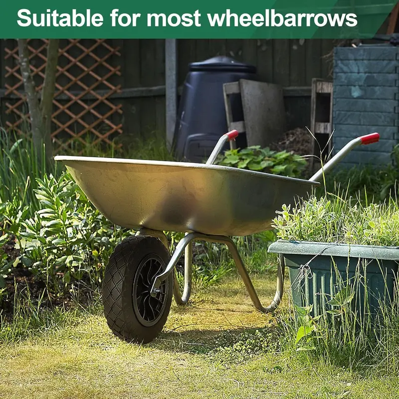 UK PU 14" BLACK Puncture Proof Solid 3.50-8 wheelbarrow wheel COMPLETE NEW 3