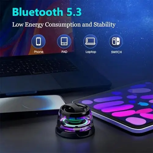 Multifunctional Magnetic Bluetooth Speaker, G200 Portable Bluetooth Speaker with Multi-RGB Color Light and Phone Holder, Waterproof Magbeat Bluetooth Speaker for Outdoor Travel (Black) 1