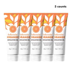 Orange Extract Exfoliating Gel, 5 Counts/set Brightening & Deep Cleansing Face Scrub, Facial Skin Care Product for Women & Men
