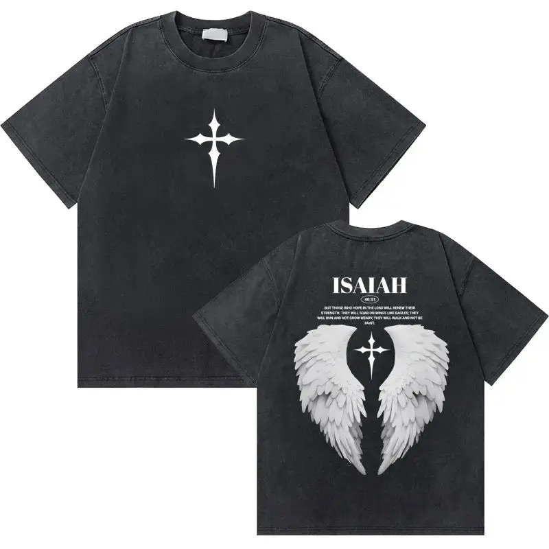 Black Washed Vintage Christian Oversized T Shirt 1