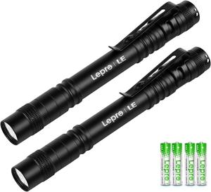 Lepro LED Torch Battery Powered, 2 Pack Small Flashlight with Clip, 3 Modes, Water Resistant for Camping, Emergencies, Repairs, Dog Walking, Power Cuts & Gifts (Batteries Not Included)