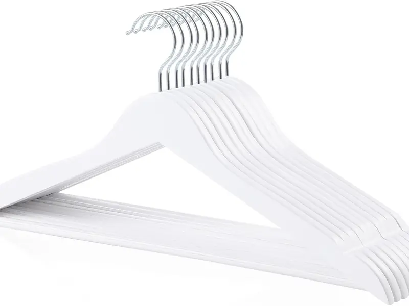 Wood Suit Clothes Hangers, 10-Pack, 44 cm, White 0