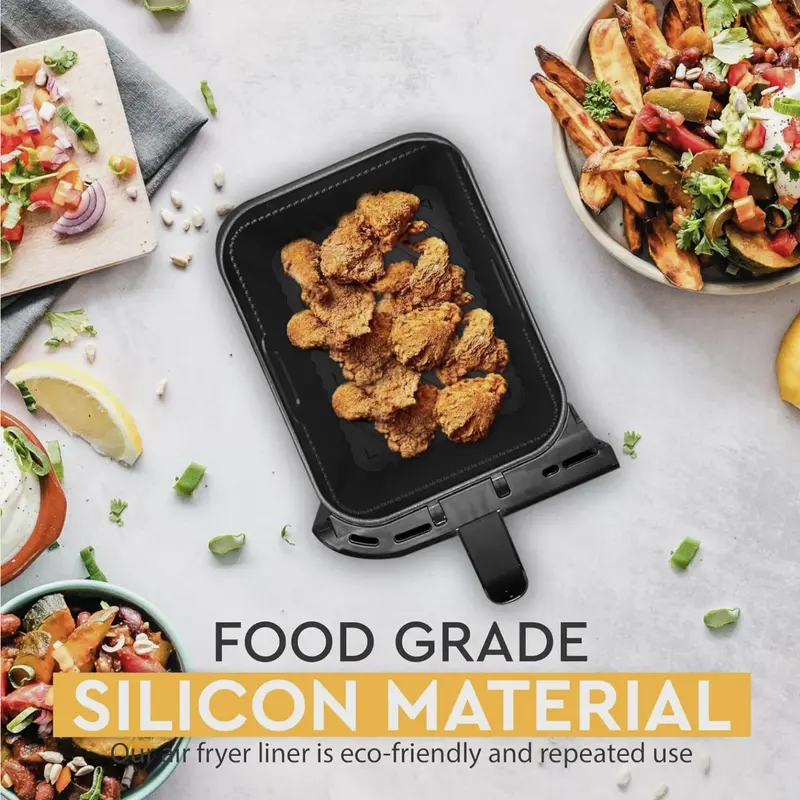2 PCS Air Fryer Silica Gel Baking Pan Dual Basket Liner Handle baking oven New 4