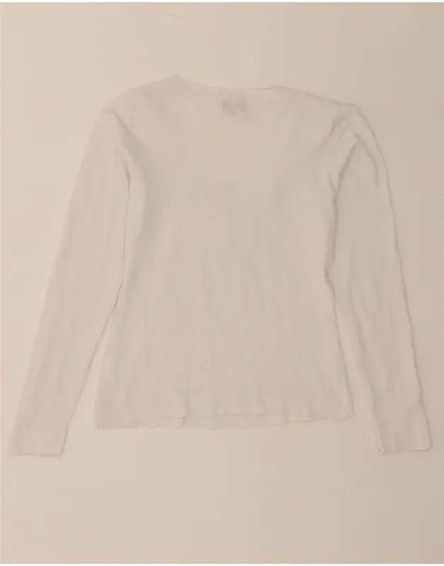 Pre-Owned Vintage HOBBS Womens Top Long Sleeve UK 12 Medium  White Cotton 2