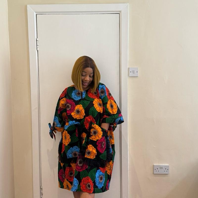 Ankara multicolor Bubu dress with front pocket Summer Comfort Womenswear Casual Floral Comfortable Short Style 4
