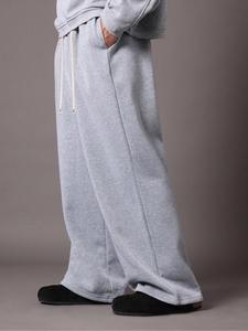 Men's Solid Color Straight Leg Pants, Loose Casual Comfy Jogger Pants for Summer, Men's Baggy Trousers for Daily Wear