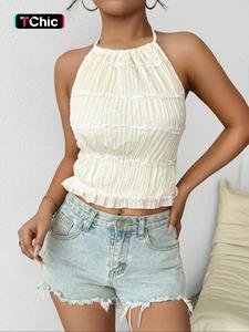 Women's Solid Color Halter Neck Cami Top, Casual Sleeveless Top for Summer, Women's Clothing for Daily Wear, Summer Tops, Womenswear