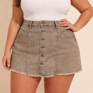 VIRGO BOUTIQUEskyler - Super soft stretch denim button front high waisted skort