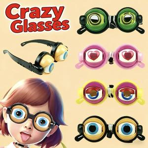 Funny Crazy Eyes Glasses for Kids Creative Prank Toy Easter Christmas Gift Novelty Boys & Girls Gifts Fashion Play Accessories