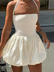 Women's Solid Color Sleeveless Dress, Elegant Fashion Casual Short Dress for Party Club Dating Wear, Ladies Summer Clothes, Womenswear