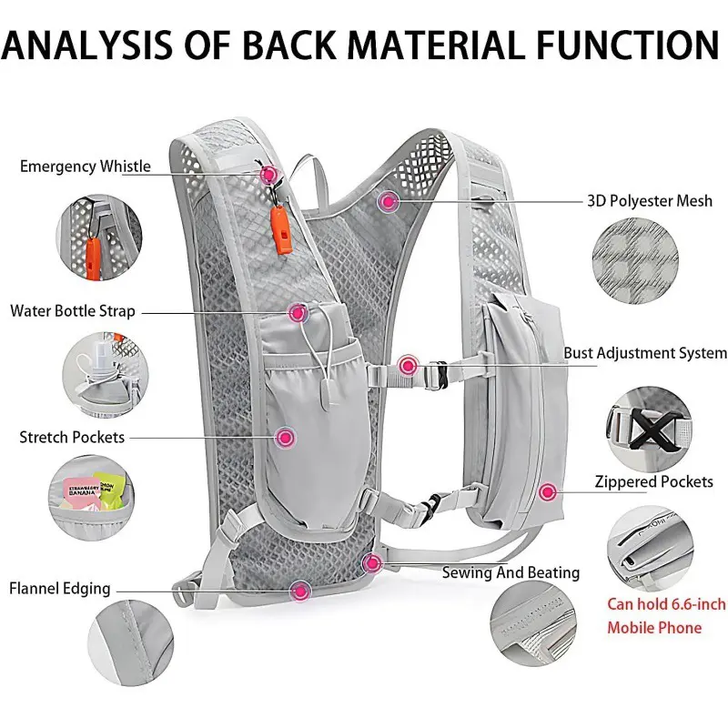 Cycling, running, hiking, backpack, breathable bike, off-road marathon, water bag backpack, sports vest 3
