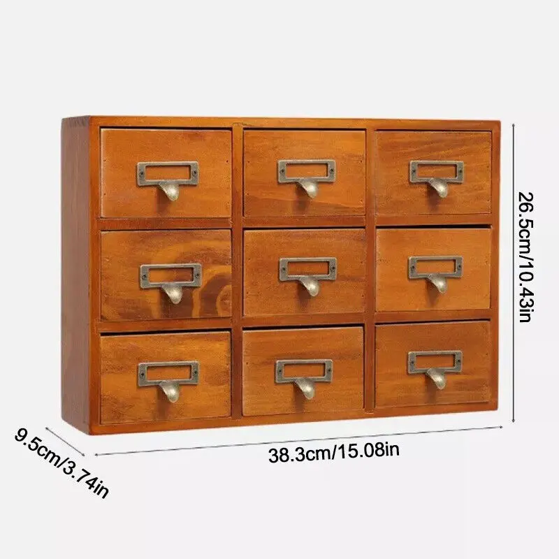 Desktop Small Wooden Chest of Drawers Storage Unit Cabinet Shelves Organiser Box 8