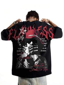 Men's Vintage Letter & Figure Print Short Sleeve Graphic Tee, Casual Loose Fashion T-shirt for Summer Daily Wear, Men's Clothes, Top