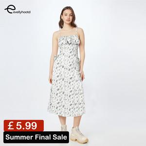 EVELLYHOOTD Solid Colour Side Drawstring Adjustable Suspender Women's Summer Midi Dresses