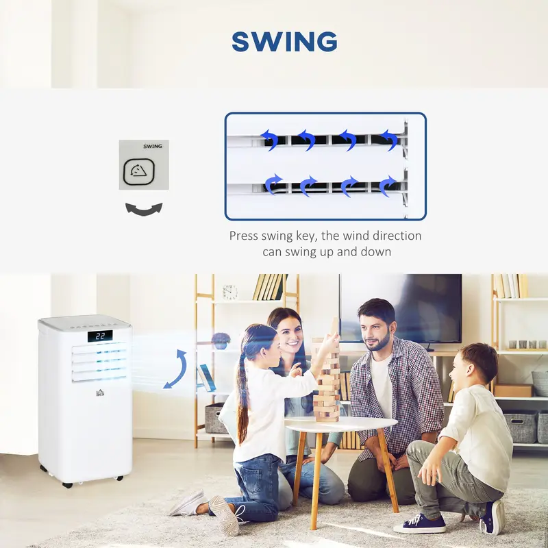 HOMCOM 7000 BTU Air Conditioning Unit, 3-in-1 Portable Air Conditioner, Dehumidifier, Cooling Fan with Remote Control, LED Display, 2 Speeds, 24H Timer, Window Venting Kit, 15m² 6