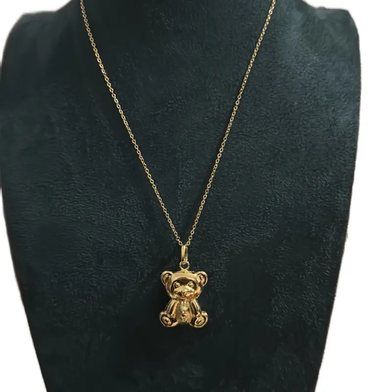Gold teddy bear necklace non tanish