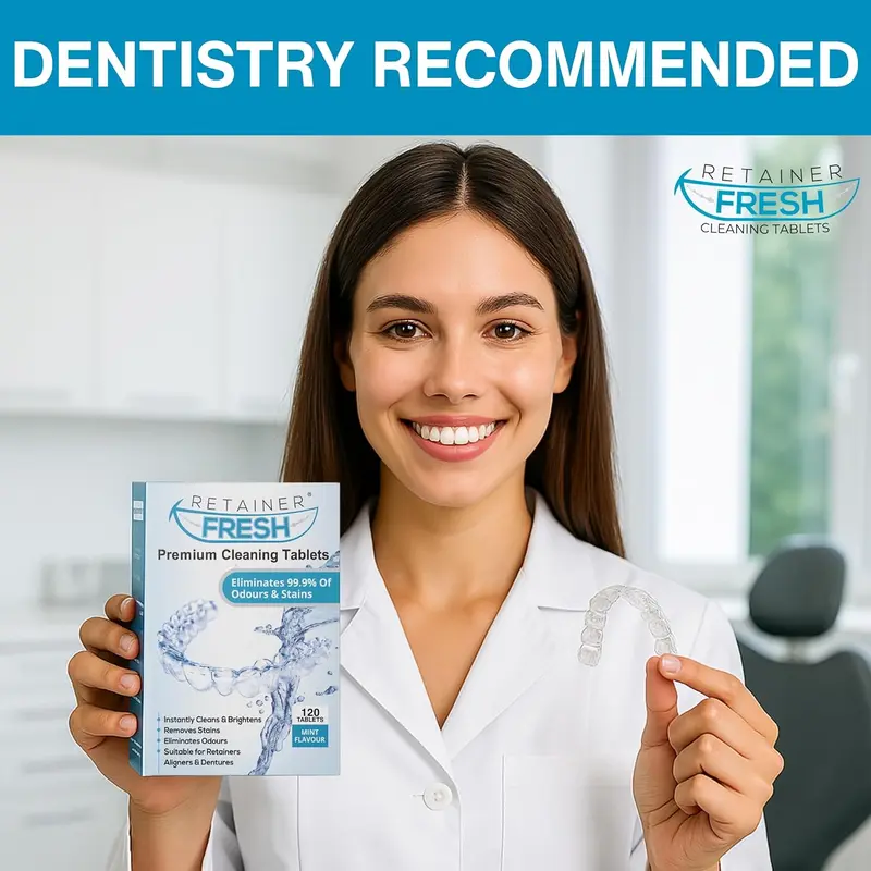 Retainer Cleaner Tablets - 120 Tablets 4 Month Retainer Fresh - Retainer Cleaning Tablets, Mouth Guard Cleaner, Denture Cleaner, Aligner Cleaner, Brite Retainer Tablets 3
