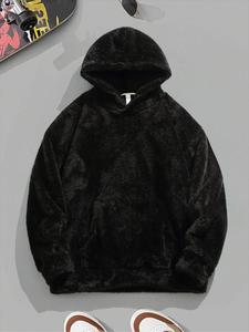 Men's Solid Pocket Thermal Lined Hoodie, Casual Loose Long Sleeve Hoodie for Fall & Winter, Men's Clothes for Daily Wear