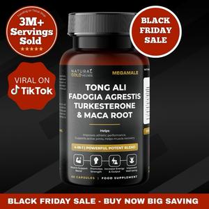 MegaMale - Tong, Turkesterone, Fadogia Agrestis, and Maca Root - 4 in 1 - Powerful Potent Blend (Christmas Gift For Him) - Ultra Energy Strength Edible Healthcare Daily Dietary Fitness Supplement - Vegan Capsules Men Health - Black Friday Sale