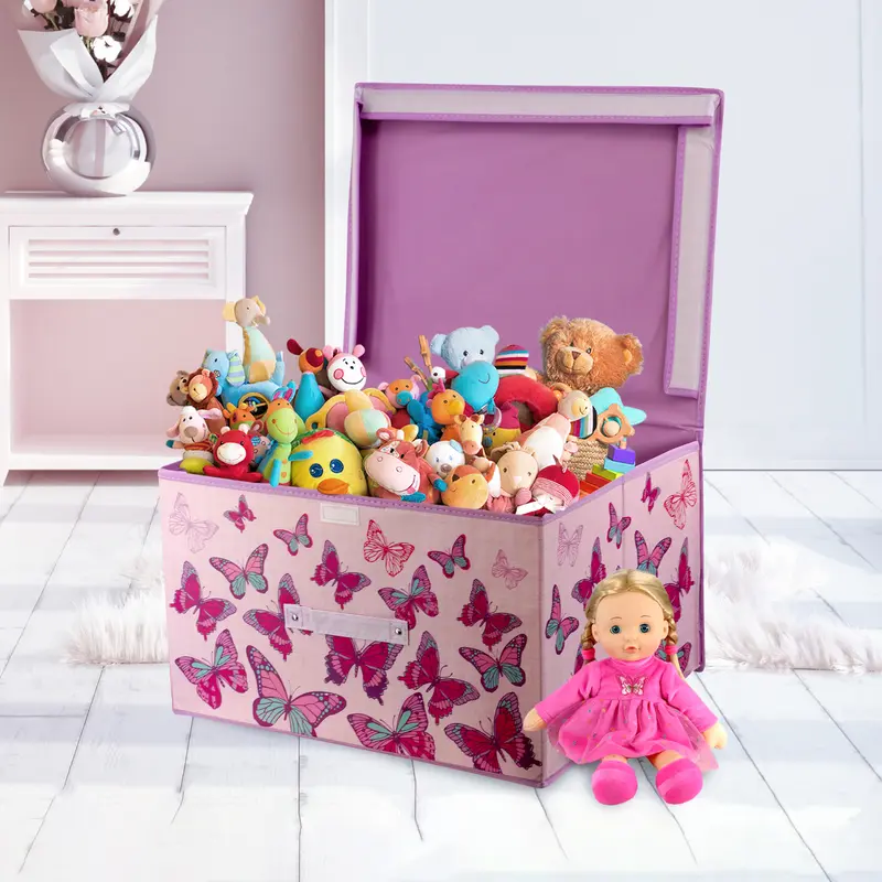 The Magic Toy Shop Kids Room Storage Box with Butterfly Design Large Collapsible Foldable Lightweight Organiser 1