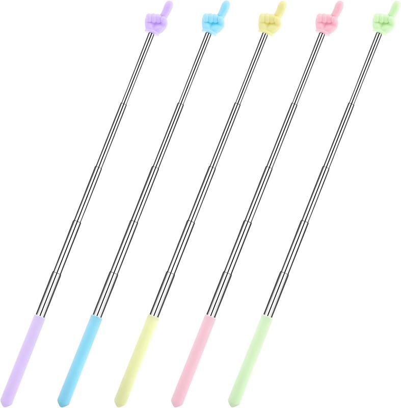 DSLSQD 5 Pieces Teacher Pointer Stick, Retractable Finger Pointer Stick Teacher Pointer For Classroom Finger Reading Tool Teacher Must Have Hand Touch Stick For Teacher Classroom Accessories