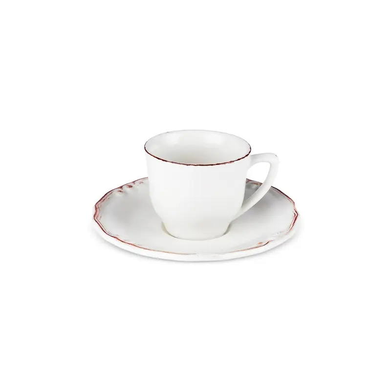 Karaca Elizabeth Ceramic Tea Cup and Saucer Set, 180ml, Ecru 1