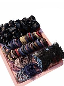 Women's Elegant Minimalist Hair Tie Set, Cute Colorful Hair Scrunchies & Disposable Hair Ties for Girls, Fashion Hair Accessories for Party, Daily Hairstyle Decor