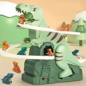 Dinosaur Climbing Stairs Track Slide Toy, Durable Electric Dinosaur Stairs Climbing Slide Toy with 3 Cars, Climbing Track Toy for Kids, Baby Toys, Girls Birthday Gift, Fun Gifts, Gift for Boyfriend, Men's Gift, Action Figure