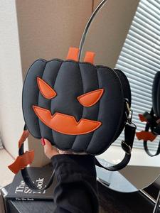 Cute Pumpkin Design Crossbody Bag with Adjustable Strap, Fashionable Bag for Women & Girls for Daily Use As Halloween Gift