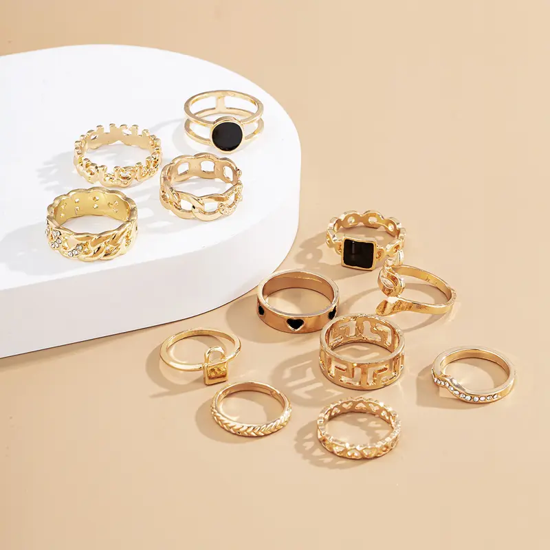 12Pcs Stackable Ring Set - 2025 Y2K Hip Hop Jewelry for Women | Minimalist Boho Finger Rings | Gold Silver Aesthetic Statement Accessories 3