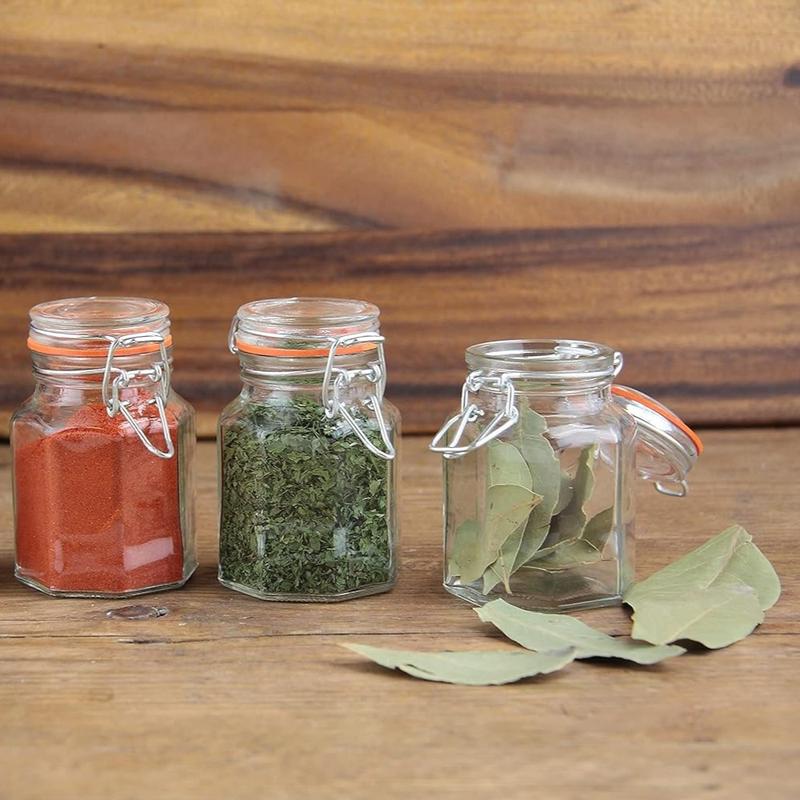 Spice Jars Clip Top Herbs Condiments Seasoning Pots Storage Containers Set of 12 3