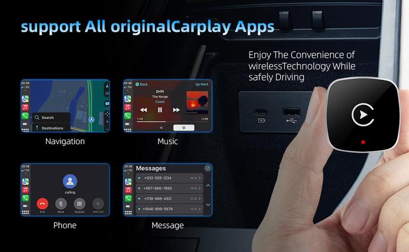 Product Introduction of 【UK SELLER Delivered within 72H】2 in 1 Wireless CarPlay Adapter & Android Auto Wireless Adapter - Convert Factory Wired to Wireless CarPlay Dongle Cars - Stable Fast Connection- Plug& Play - Auto Connect & Online Update 24
