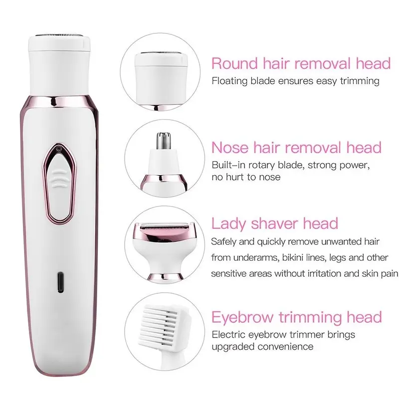 4 in 1 Electric Hair Removal Device Painless Epilator For Face Nose Legs and Underarm Bikini Trimmer Removal Shaver Cleaning Set Comfort 2