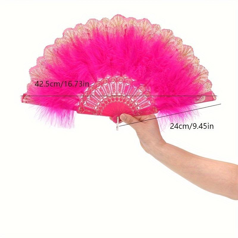 Luxurious Thickened Feather Folding Performance Fan - Large Handheld, Lightweight, and Durable for Adults, Chinese Cheongsam Runway Show Accessory, Multi Color Available, Perfect for Dance, Performance, and Fashion Show 3