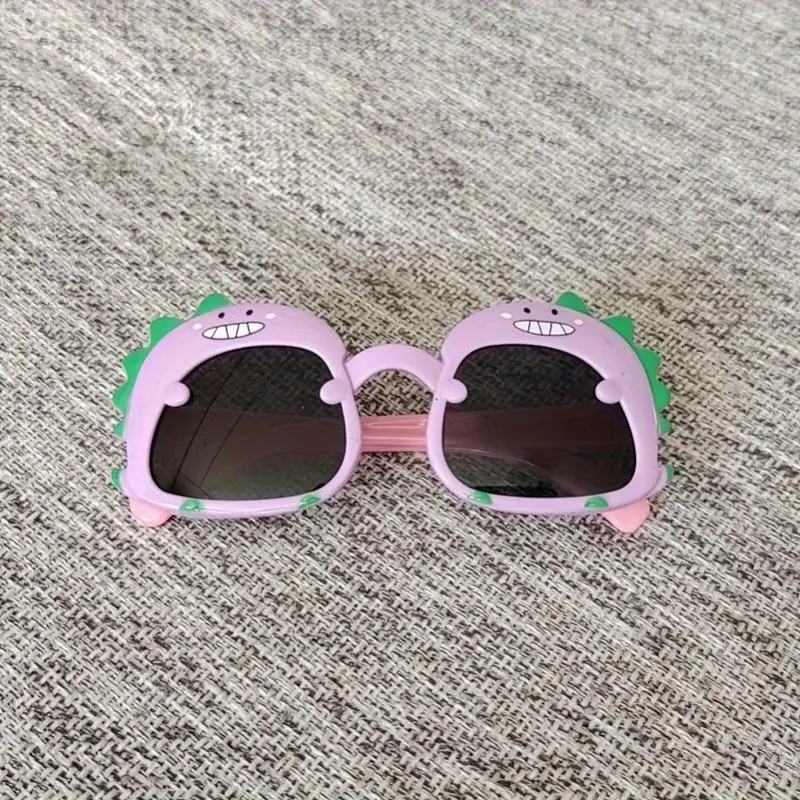 Adorable Dinosaur-Themed Youngsters' Fashion Glasses - Cute Cartoon Design with Purple Frame & Green Accents, Durable PC Material, Perfect for Boys & Girls 6