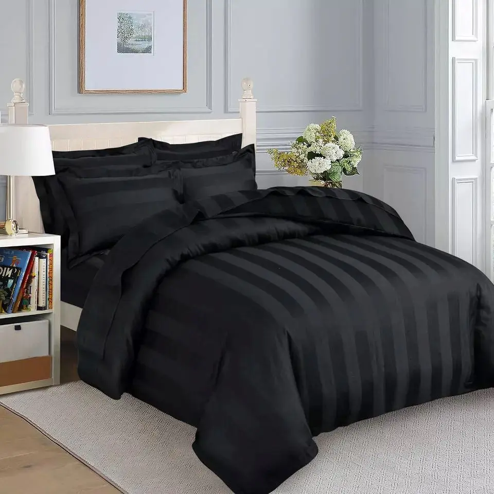 100% Egyptian Stripe Duvet Cover Sets with Pillowcases Luxury Bedding set Single Double King Super King