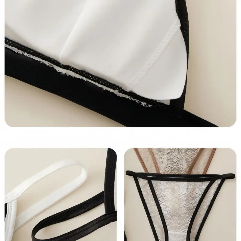 Women Lace Bra And Panties Set Wireless Bralette Low Waist Panties Female Transparent Sexy Lingerie Seamless Underwear Set 5