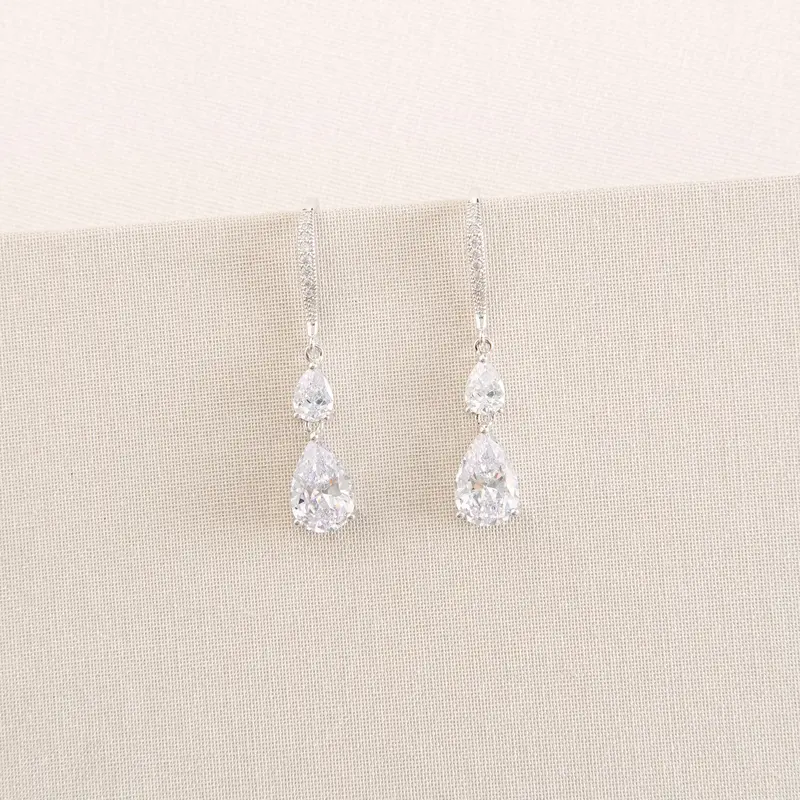 Detroit crystal double drop earrings (silver) 0