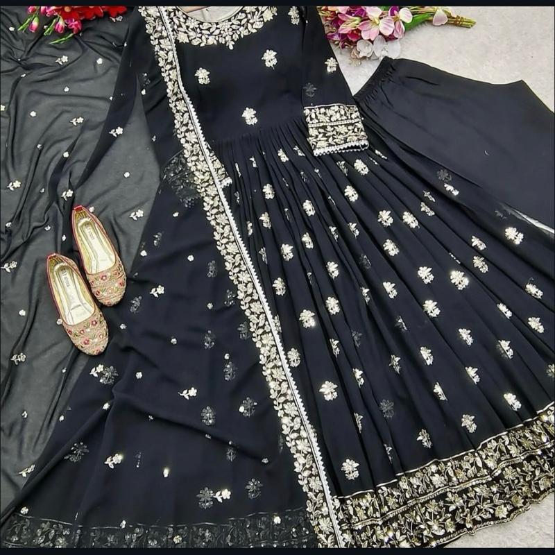 Black anarkali dress Womenswear Casual Long Sleeves 1