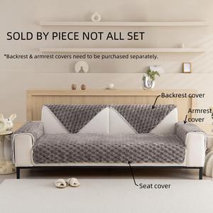 Soft Sofa Cover, 1 Count Solid Color 3d Plaid Fuzzy Plush Non-slip Couch Cover, Halloween Decor Furniture Sofa Cover for Dog Cat Pet, Cozy Room Accessories