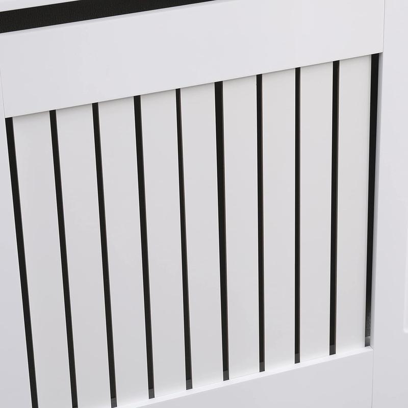 AVC Designs Kensington Radiator Cover Modern MDF Wood White Grey Vertical Slat Living Room Bedroom Hallway Cabinet (Small White) 5