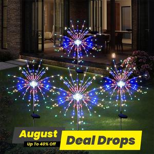 Solar Powered Firework Shaped LED Light, 1 Count Waterproof Outdoor Dandelion Lawn Lamp, Garden Decoration Fairy Lights for Patio Garden Decor