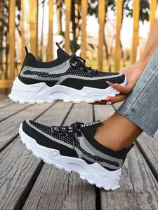 Women's Fashionable  Lace Up Low Top Sneakers, Casual Breathable Lightweight Soft Sole Walking Sports Shoes, Non-slip Comfortable Outdoor Running Shoes