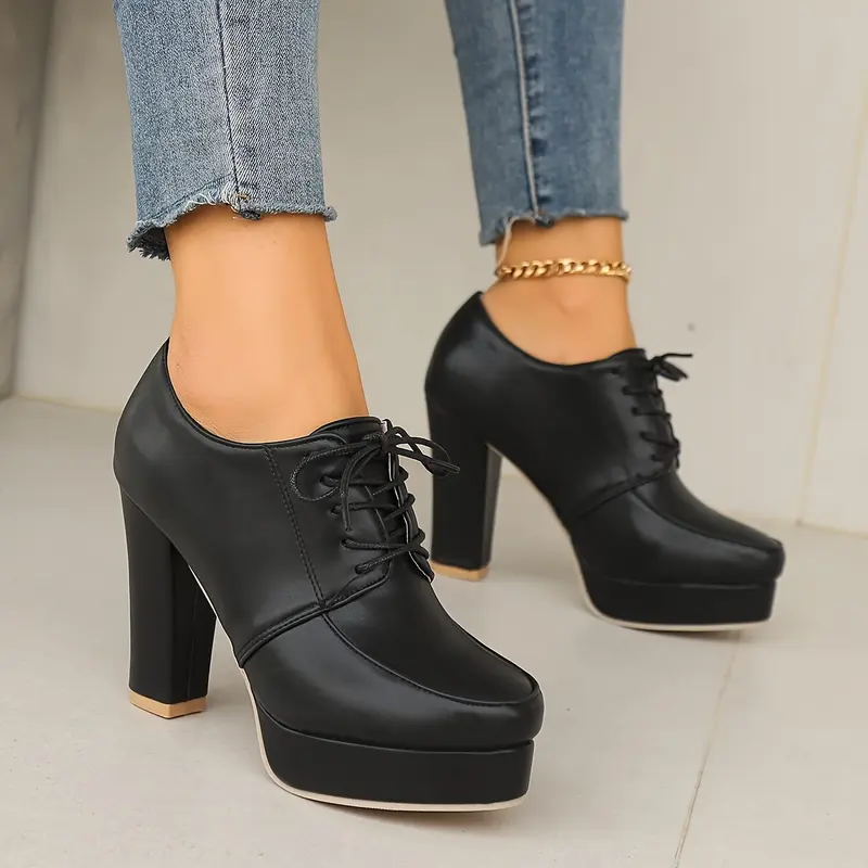 Spring New Women'S Mary-Jane High Heel Shoes with Round Toe and Block Heel, Elegant Style, All-Season Wear, Breathable Design, Solid Color, Man Made Materials, Hand Wash or Professional Dry Clean 2