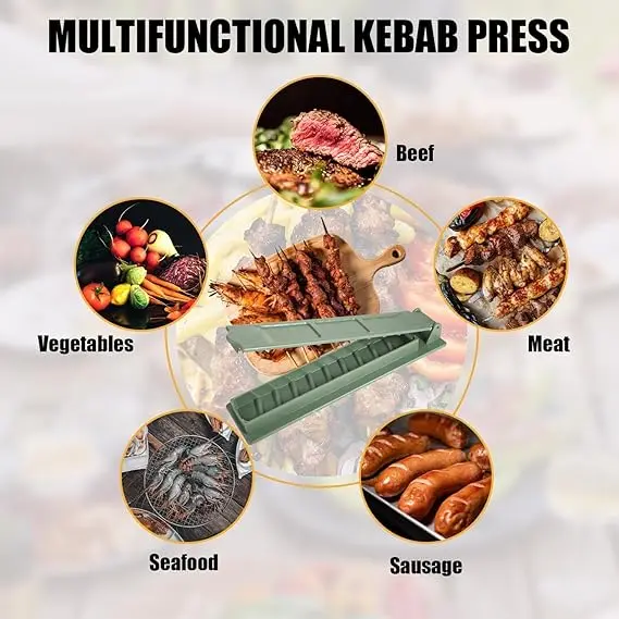 Manual Kebab Maker for Kitchen Outdoor Barbecue, Black Kabab Mould Turkish Kebab Brochette Maker - Utensils 5