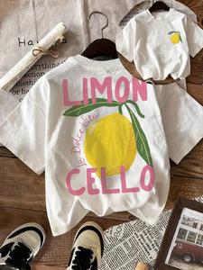 Women's Lemon Print Round Neck Tee, Fashion Casual Letter Graphic Crew Neck T-Shirt for Daily Holiday Vacation Outdoor Wear, Ladies Clothes for Summer, Top