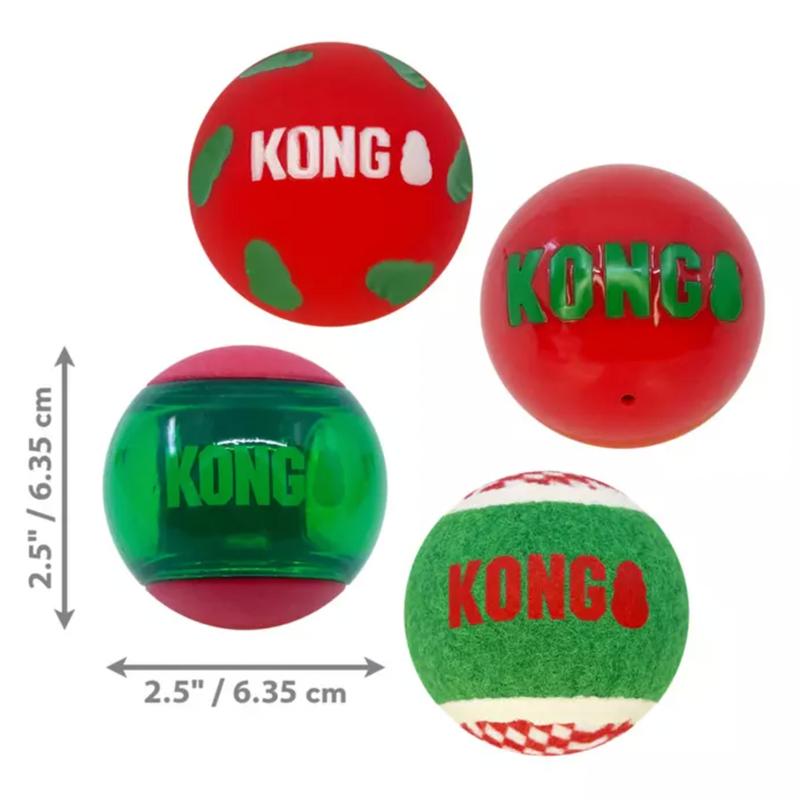 KONG Christmas Holiday Occasions Balls (4 Pack, Medium) 1