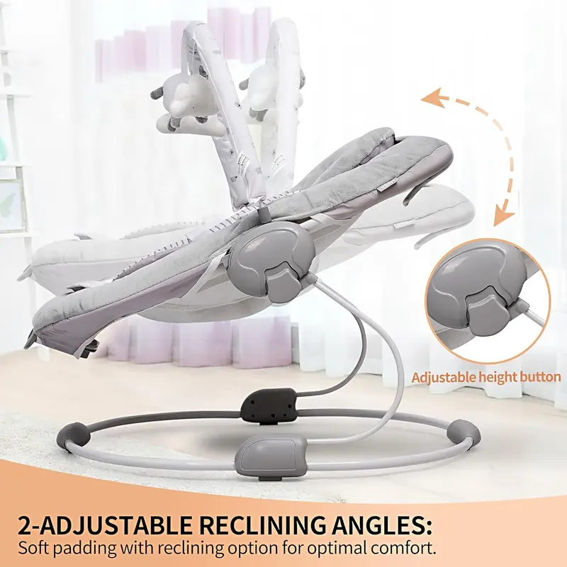 LADIDA Soft Padded Lamb Bouncer, Suitable for Newborns 0-6 Months, Soothing Music and Vibration 4