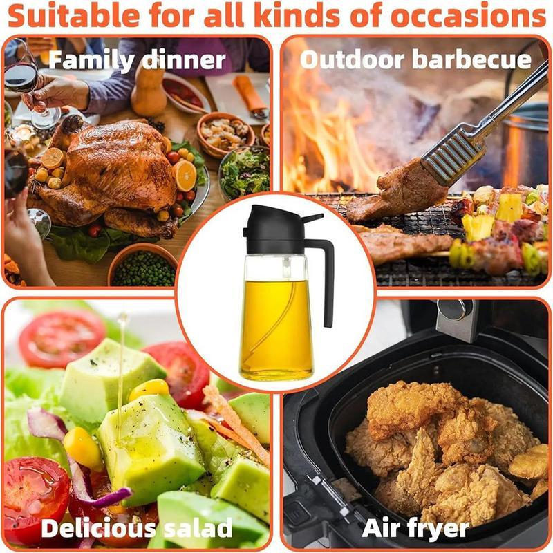 Multifunctional 2 in 1 Glass Oil Dispenser, 1 Count Oil Sprayer Bottle with Handle, Oil Dispenser for Cooking, Baking, Frying, Kitchen Utensils & Gadgets, Kitchen Gadgets 2024 2